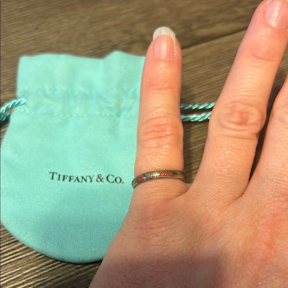 Tiffany & Co. Silver Ring with Red Accents
